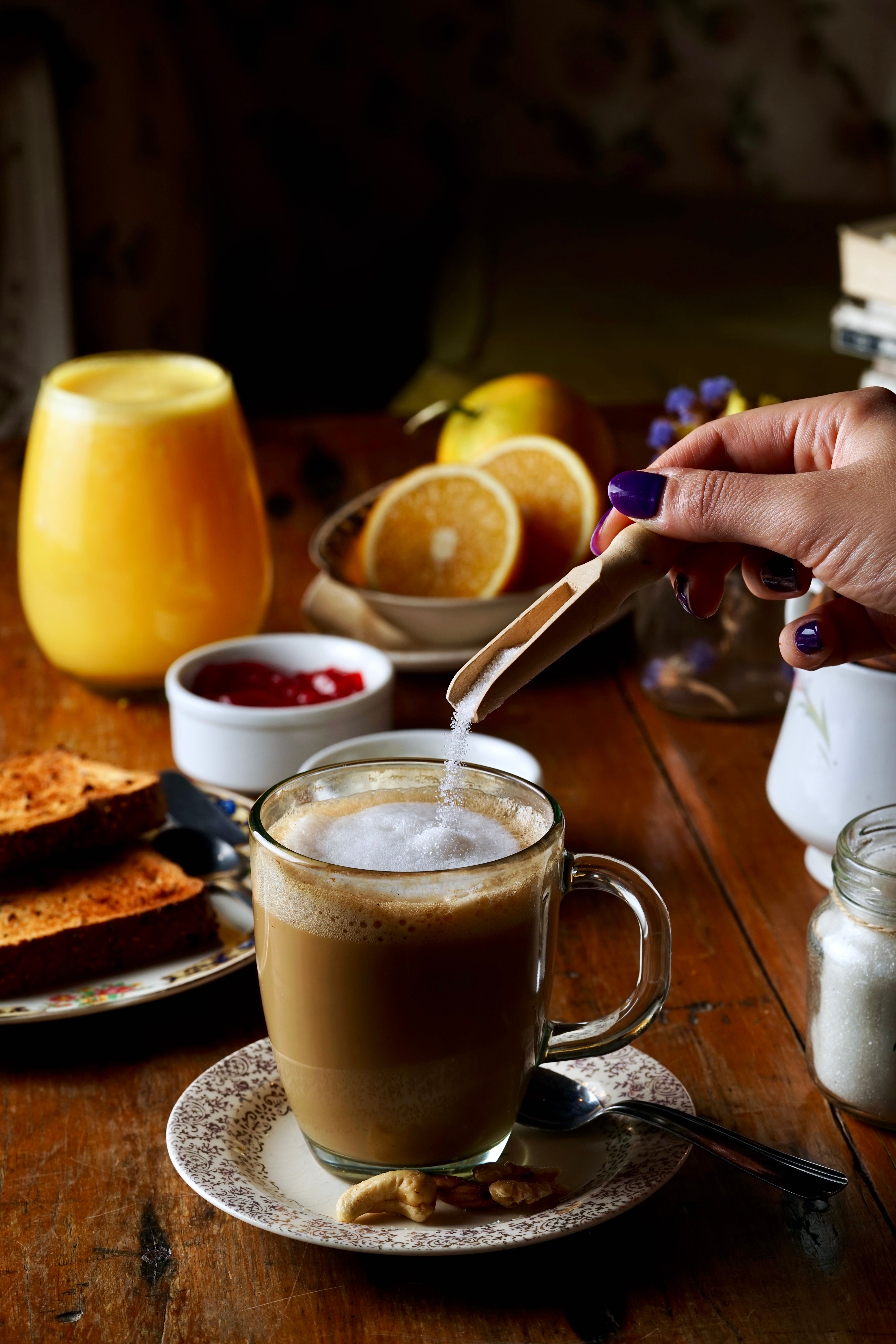 Coffee on a cafe table